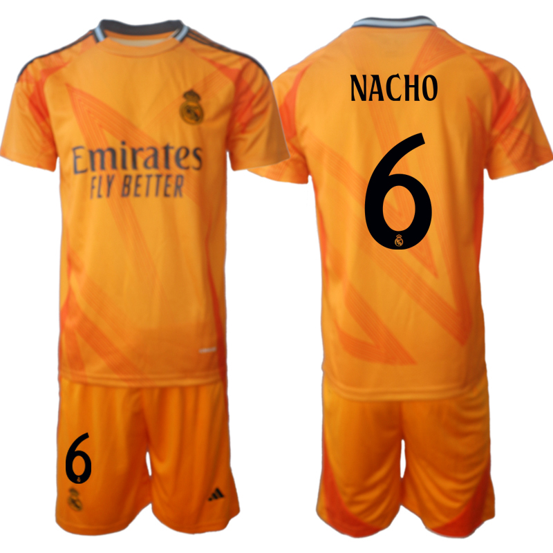 Men 2024-2025 Club Real Madrid away orange #6 Soccer Jersey->real madrid jersey->Soccer Club Jersey